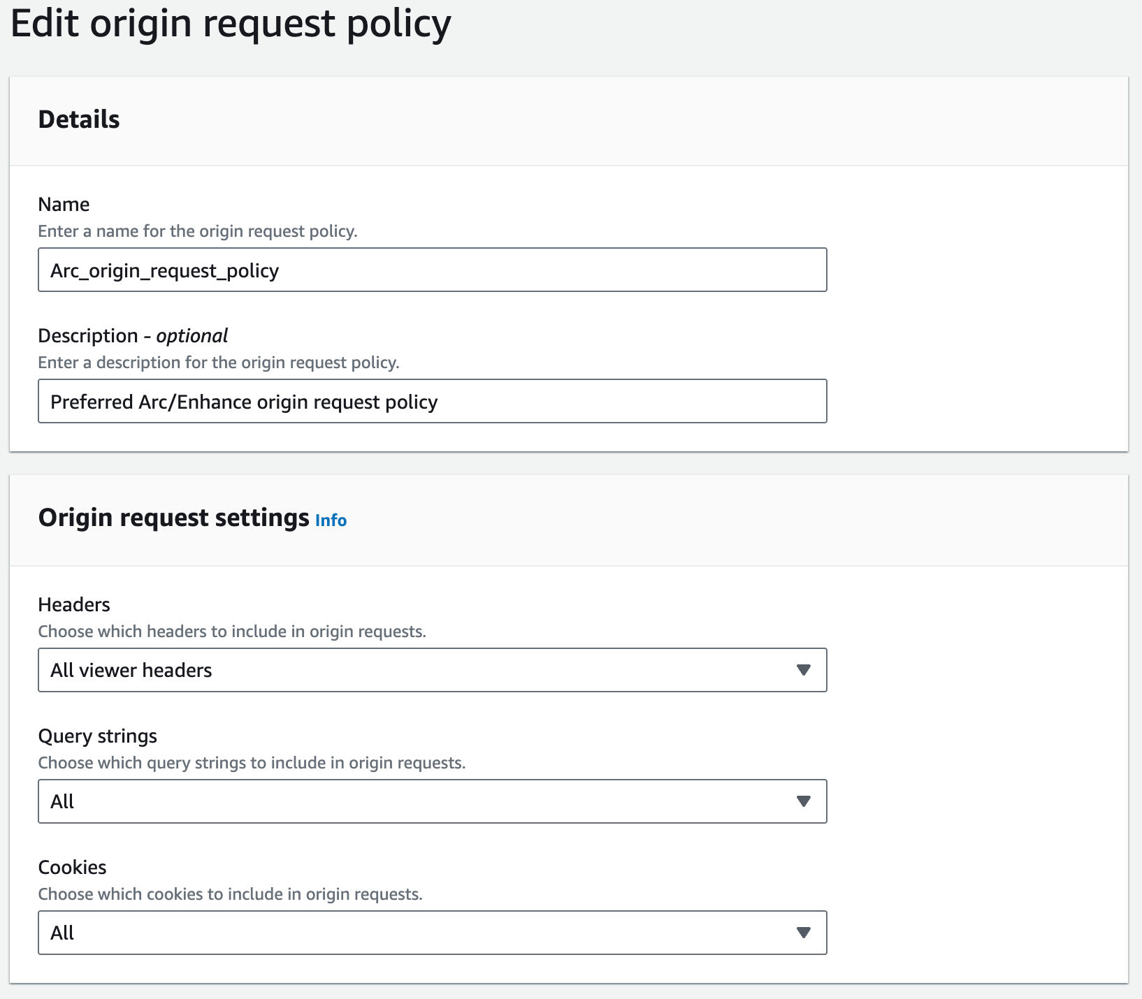 Origin request policy